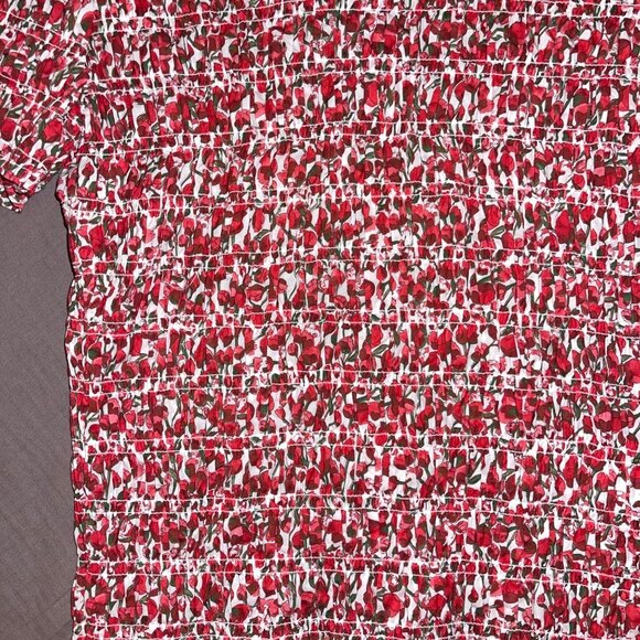 J Crew Womens Top Size Small Red Liberty Elizas Smocked Floral Pure Cotton - Picture 7 of 9
